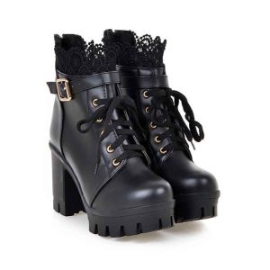 Quality Women Lace-up Martens Thick Heels Boots