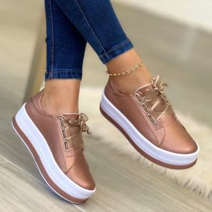 Quality Ribbon Lace-up Flats Sneakers For Women