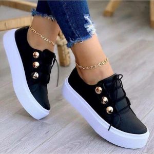 Quality Lace-up Rivet Flats Sneakers For Women