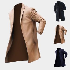 New Men Winter Trench Long Jackets Overcoat