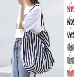 New Striped Totes Canvas Shoulder Bags For Women
