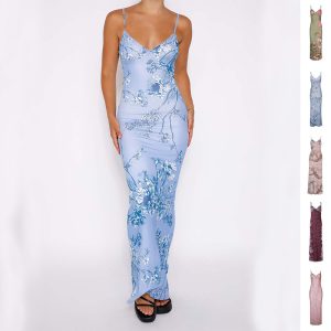 New Slim Flowers Slip Dress