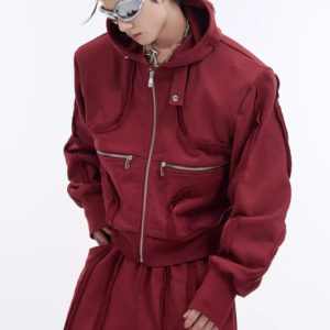 New Padded Shoulder Hoodie Tracksuit Jacket